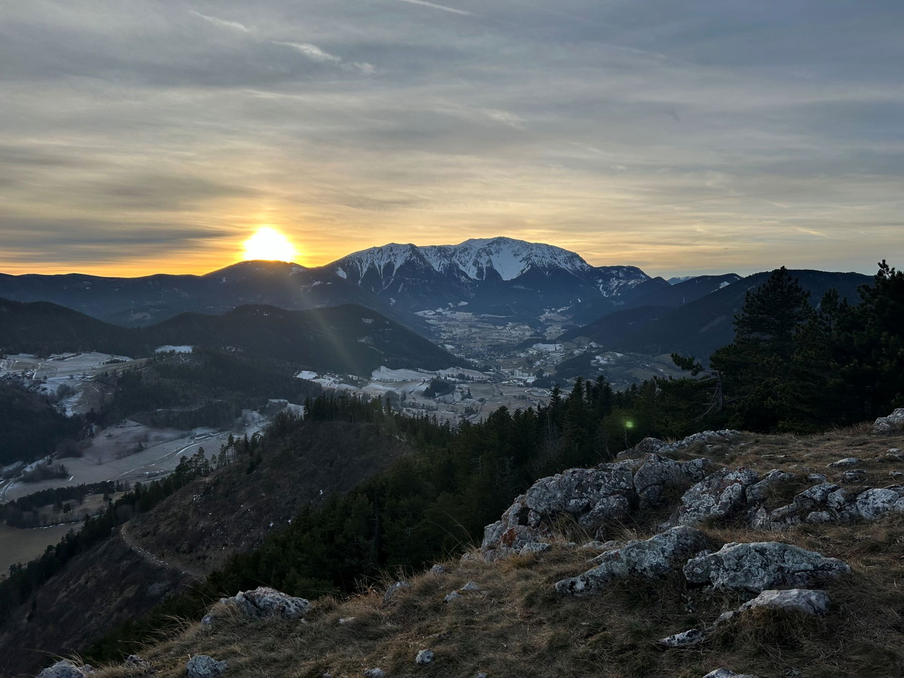 Wintersonne, Himberg, Kienberg und Geländ