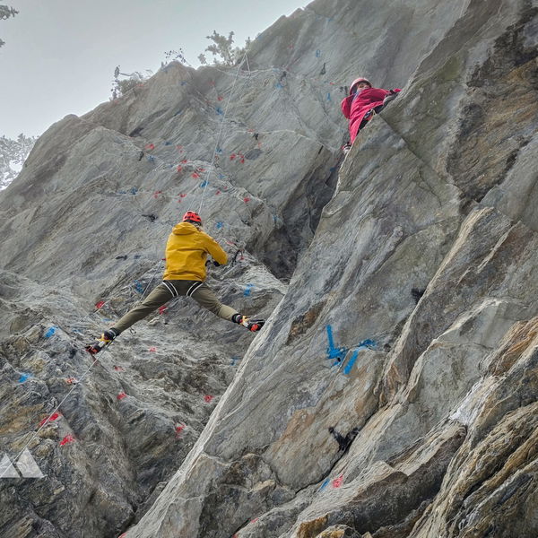 Drytoolen auf der Stafflacher Wand in St. Jodok